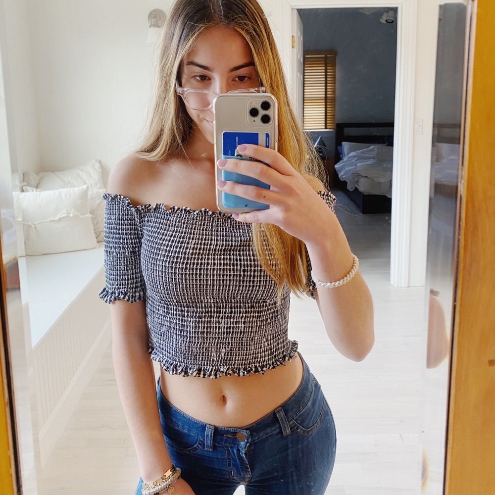 Black and White Off the shoulder Gingham top 🖤